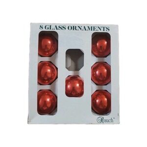 Vintage Rauch Red Glass Christmas Ornaments 1.75" Set of 7